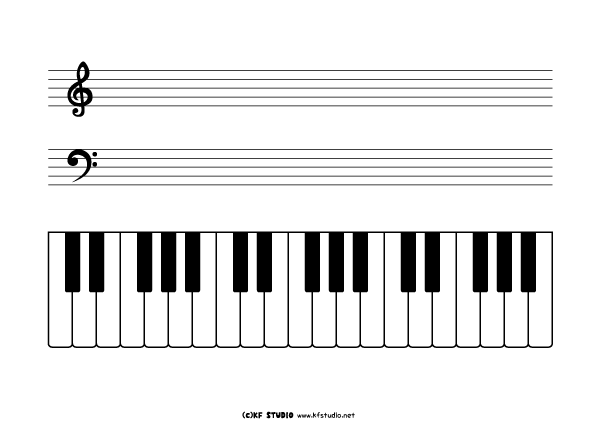 ピアノ鍵盤図 白黒 Kf Studio